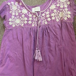 Embroidered purple top